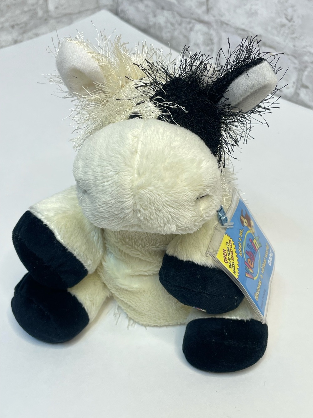 Ganz Webkinz Cow Plush Toy Stuffed Animal With Code Black White Shaggy NWT